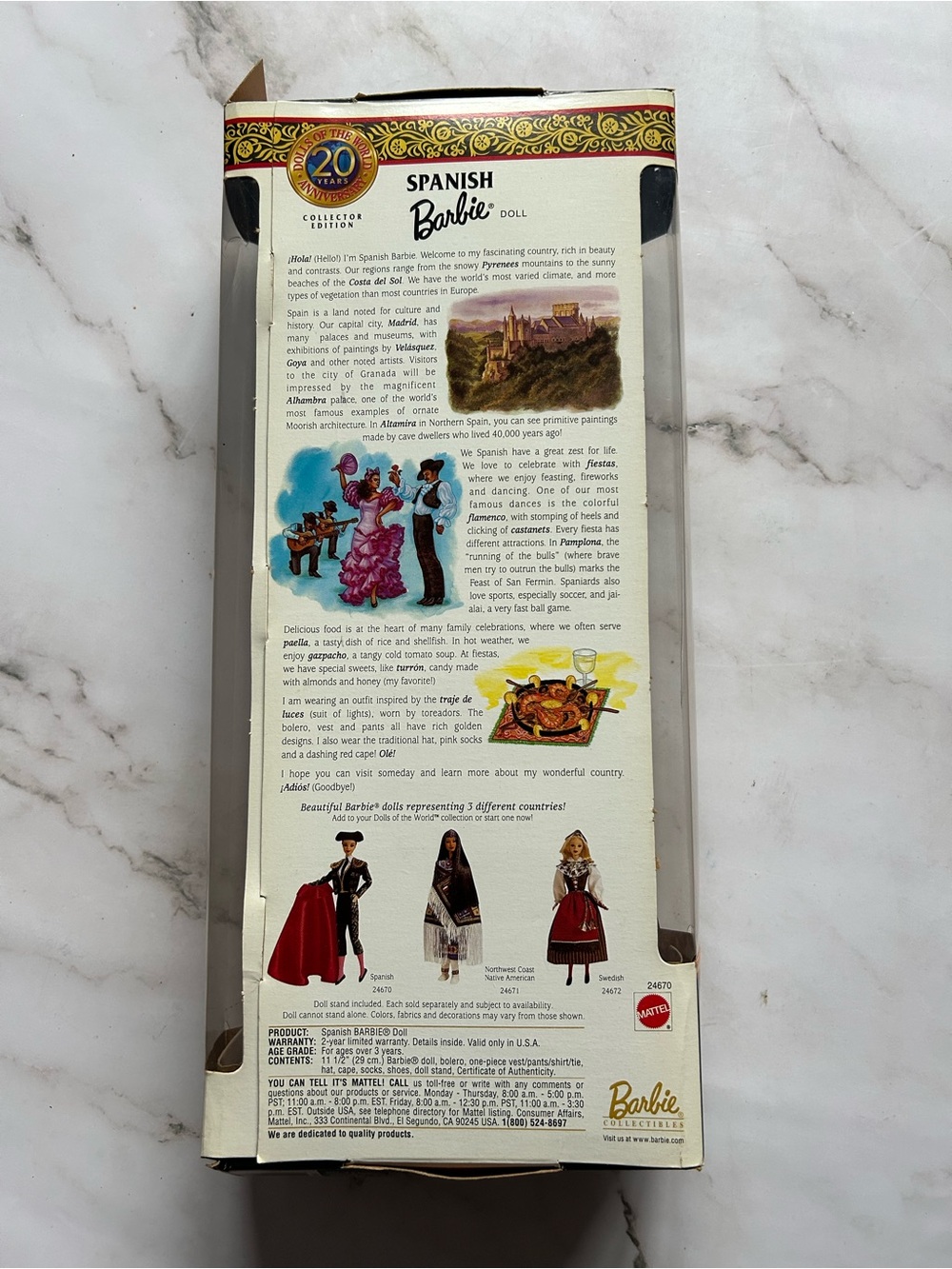Collector Edition Dolls Of The World Spanish Barbie Doll #24670 - Picture 6 of 6